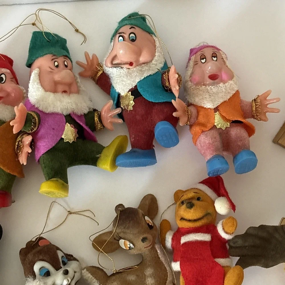 Vintage Walt Disney Snow White Dwarfs Goofy Dumbo Mickey Pluto Ornaments